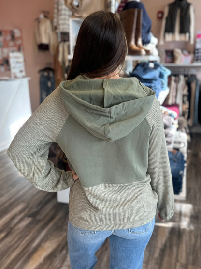 Fleece Mixed Half Zip Pullover