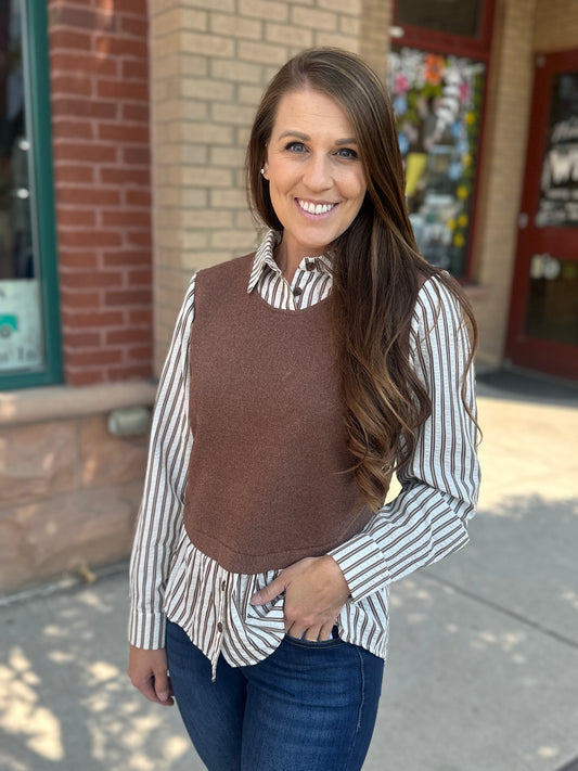 Knitted Vest with Under Shirt