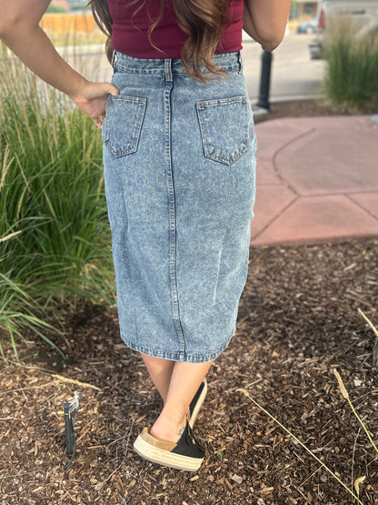 Denim Front Button Skirt