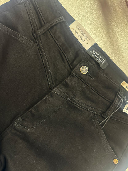 High Waist Retro Wide Black Jeans