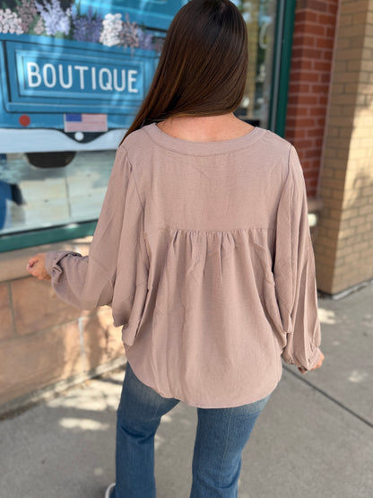 Taupe Long Sleeve Blouse