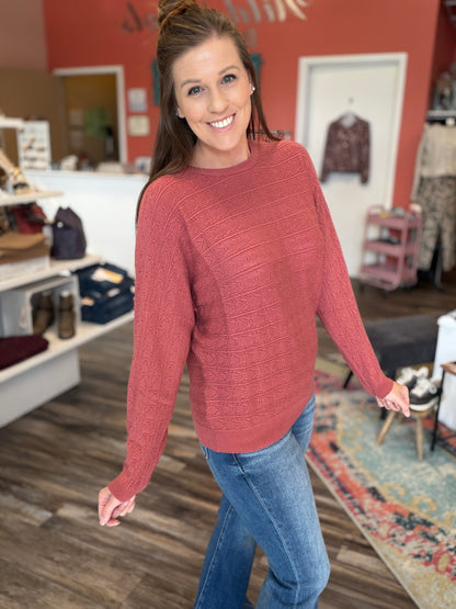 Rose Dolman Pointelle Sweater