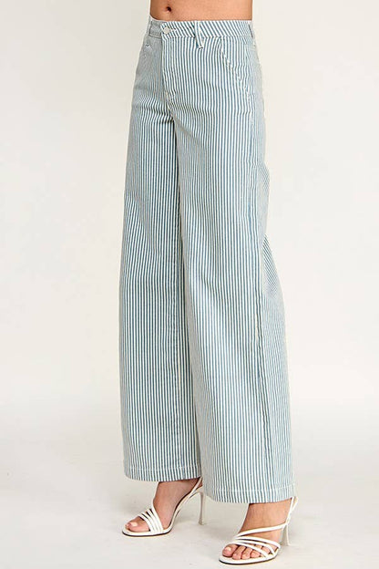 Blue Stripe Slim Palazzo Jeans
