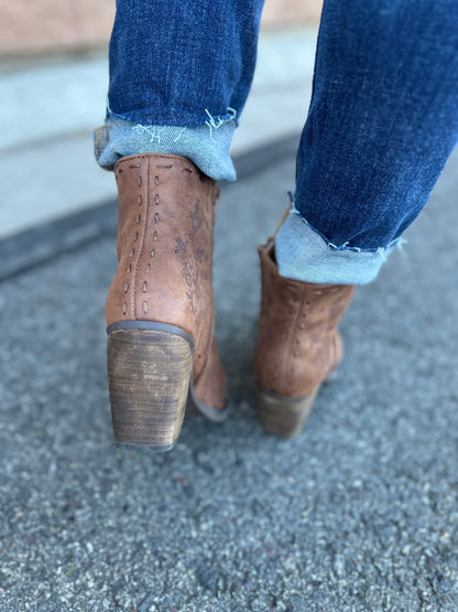 Tan Floral "Sophia" Bootie