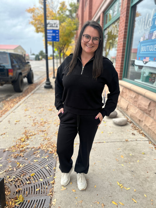 Black Scuba Pant Set