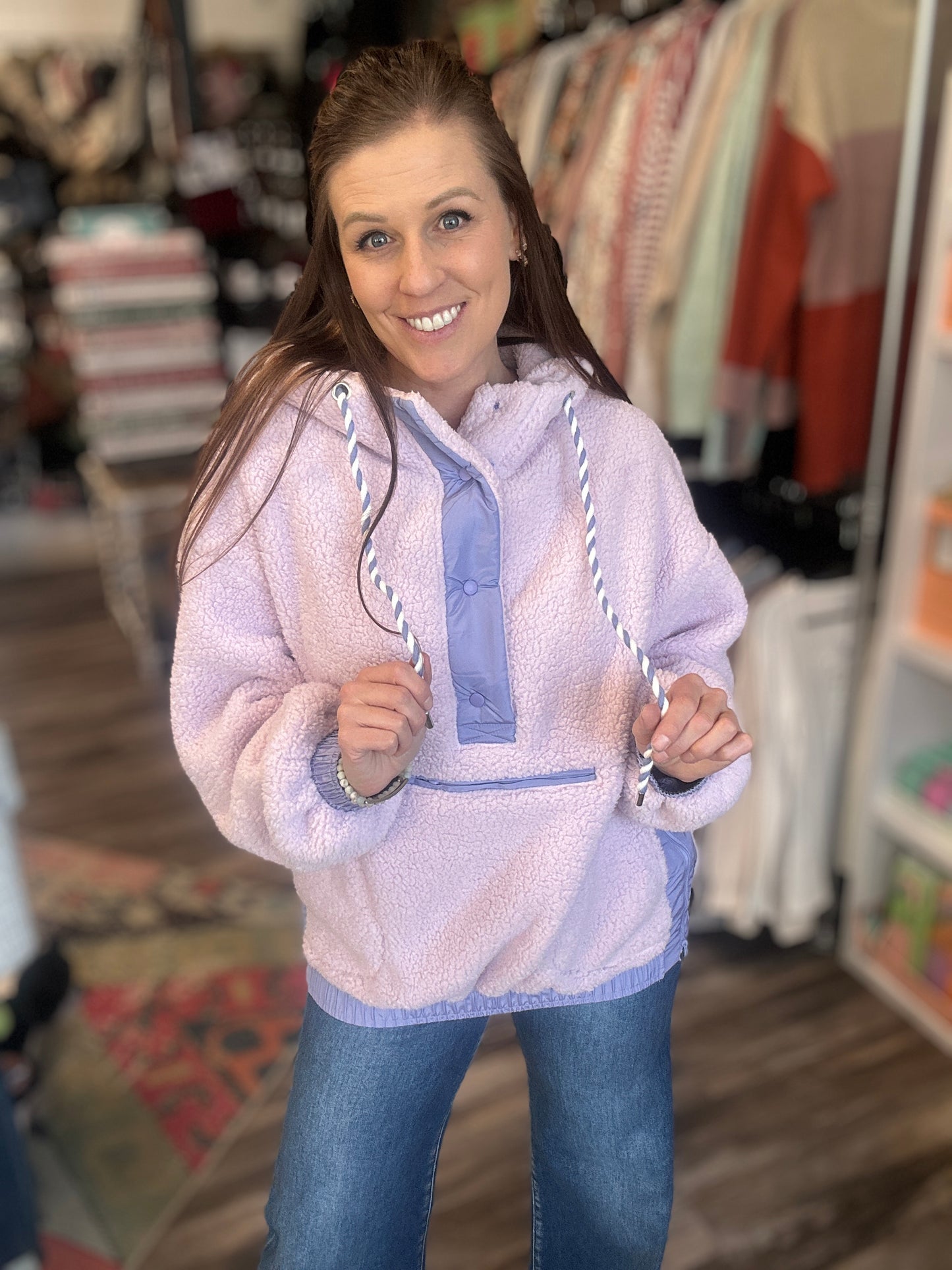 Black Sherpa Fleece Pullover