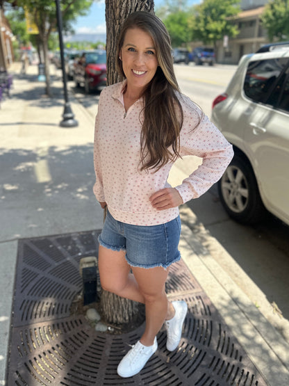 Pink Ribbed Floral Pullover