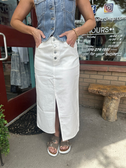White Maxi Denim Skirt
