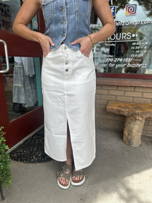 White Maxi Denim Skirt