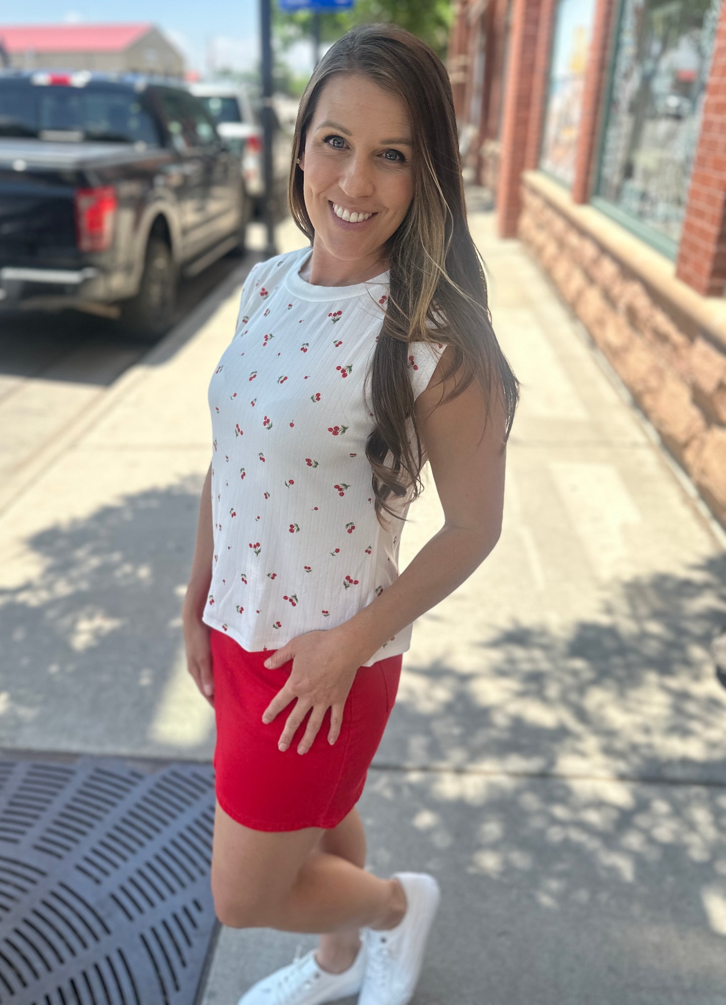 Cherry  Sleeveless Top