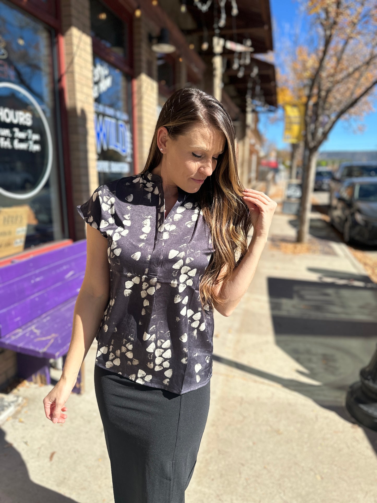 Abstract V-Neck Blouse