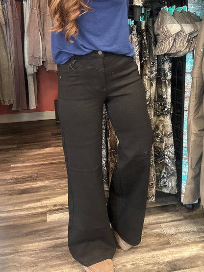 High Waist Retro Wide Black Jeans
