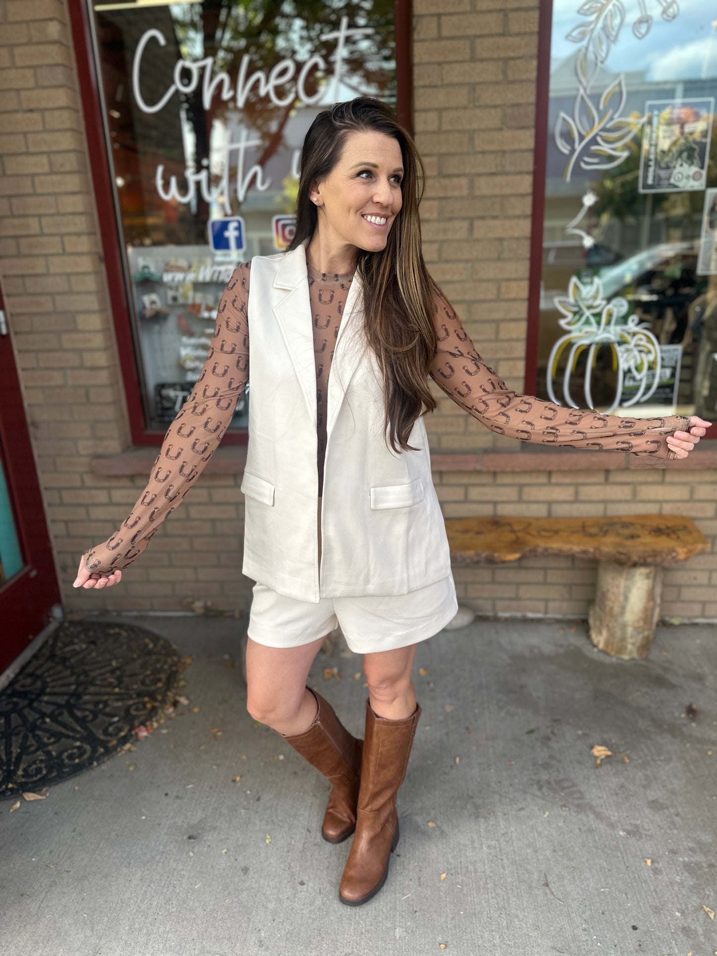 Ivory Open Front Vest