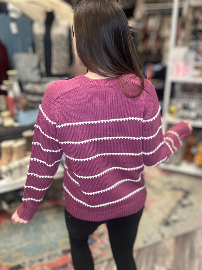 Magenta Blanket Stitch Sweater