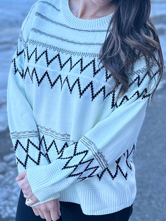 Multi Pattern Knit Sweater