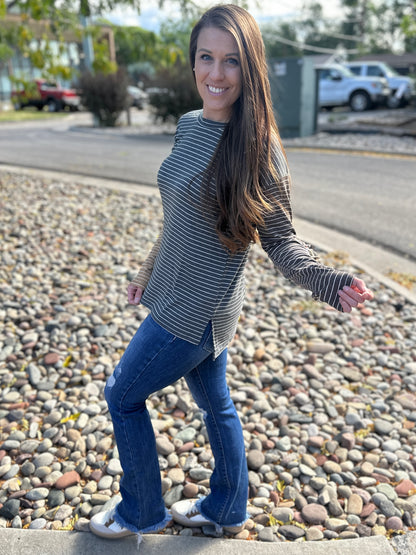 Striped Colorblock Crew Neck