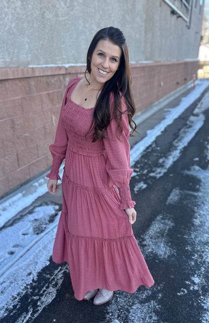 Smocked Ruffle Maxi Dress