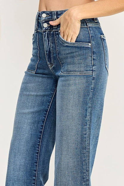 Violeta Patch Pocket Wide Leg Jeans