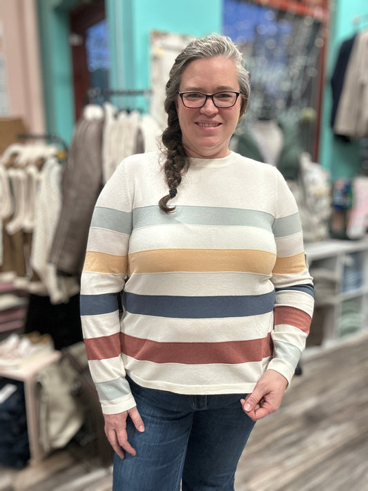 Multi Color Block Crew Neck Sweater