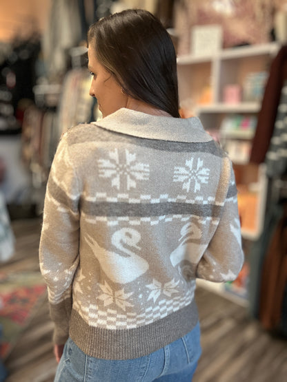 Swan Zip Up Sweater