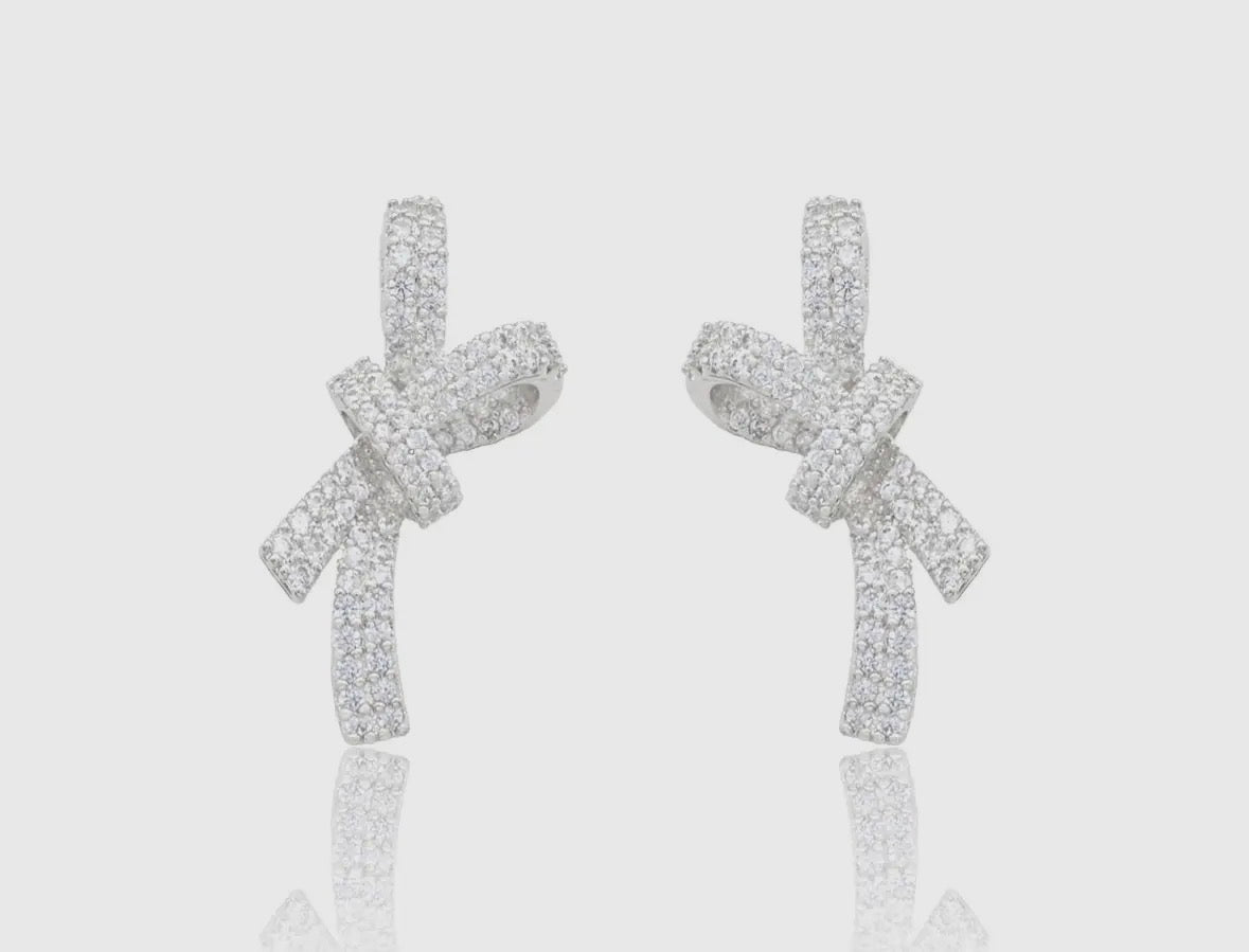 Rhinestone Bow Stud Earrings