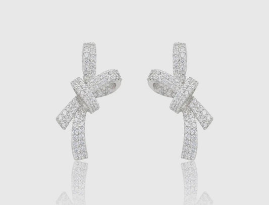 Rhinestone Bow Stud Earrings