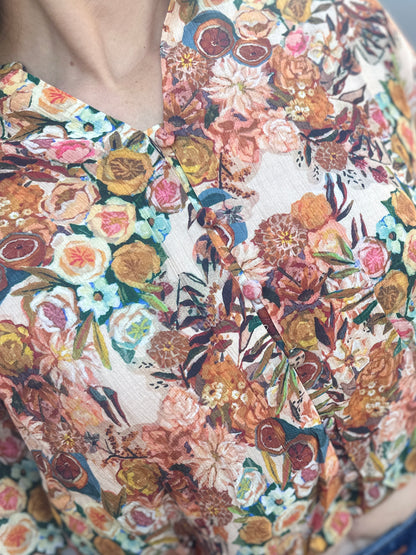 Floral Cropped Button Long Sleeve