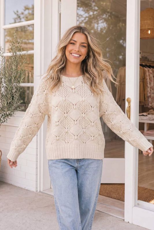 Diamond Knit Chunky Pullover Sweater