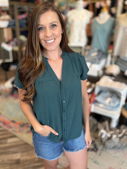 Frilled Neck Button Down Shirt