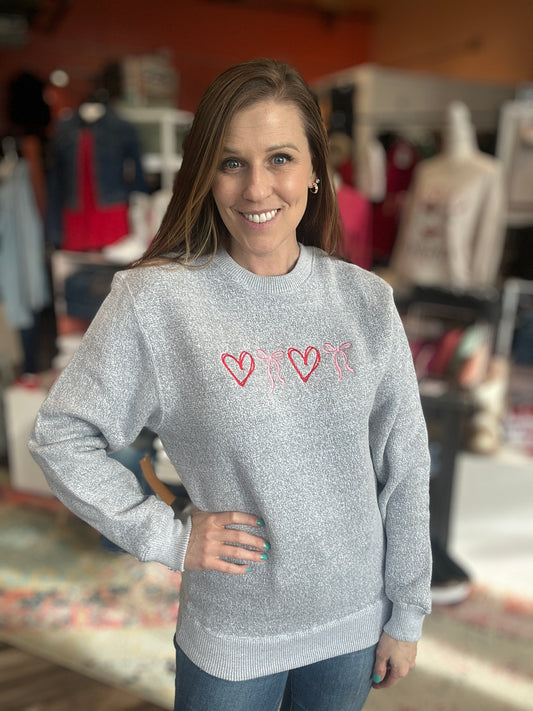 Sweetheart Bow Embroidered Sweatshirt