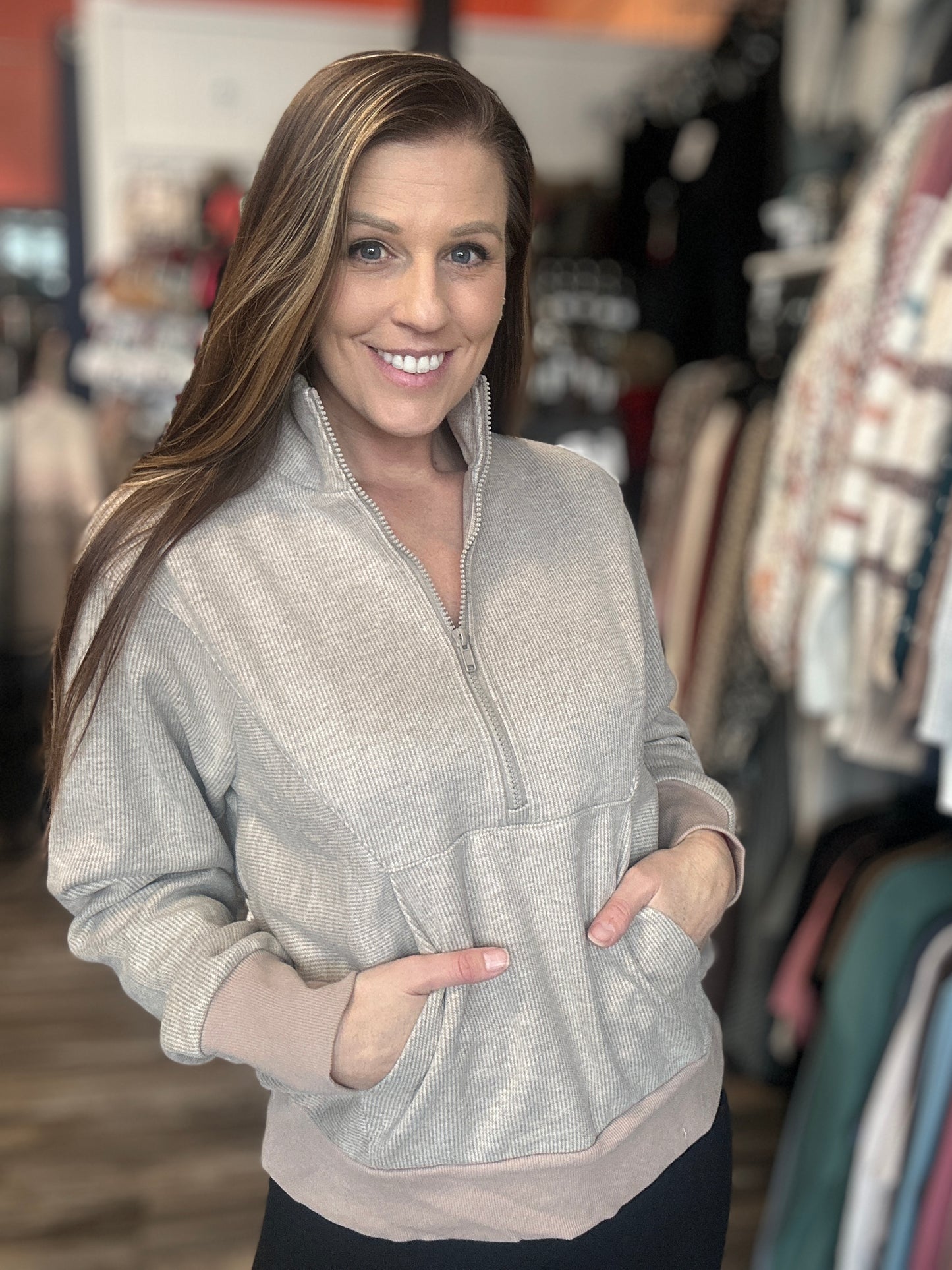 Mocha Half Zip Up