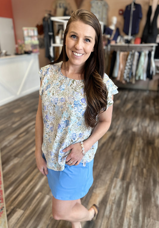Blue Floral Blouse