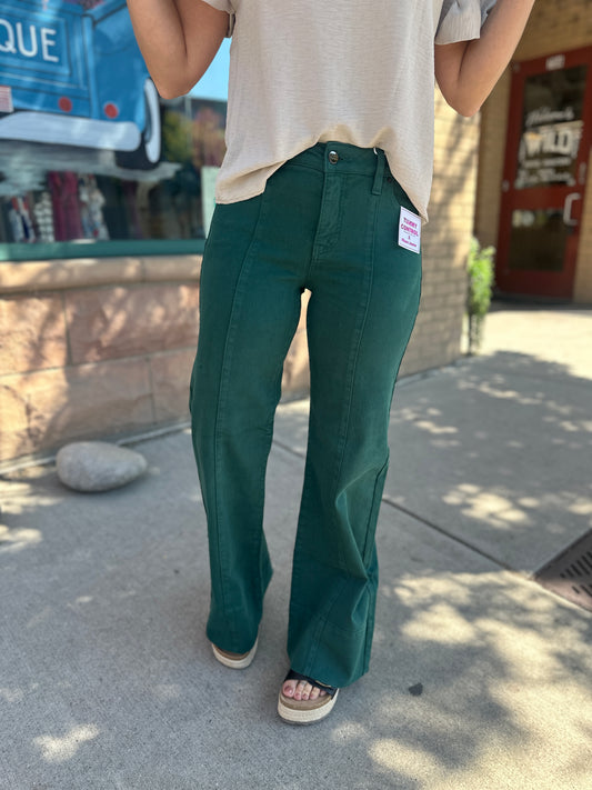 Hunter Green Wide Leg Jeans