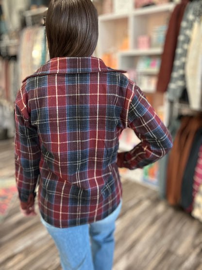 Burgundy Button Up Jacket
