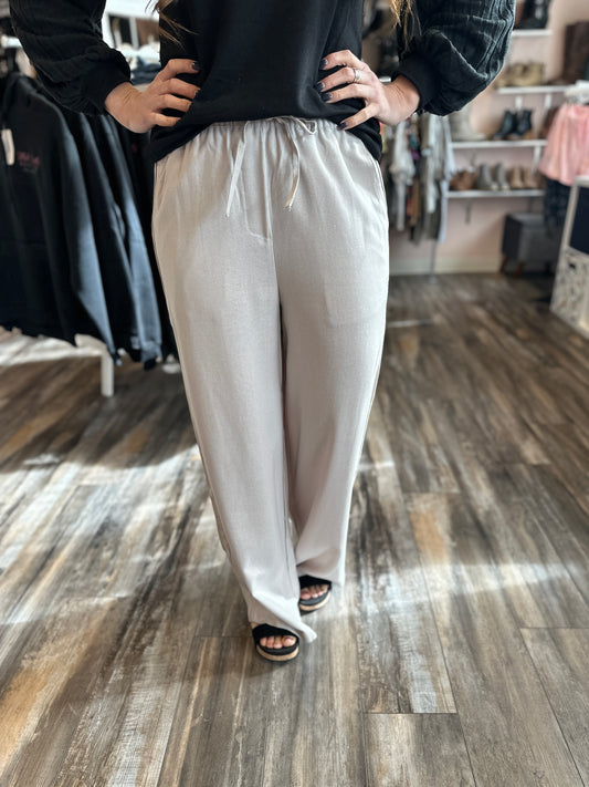 Drawstring Waist Linen Pants