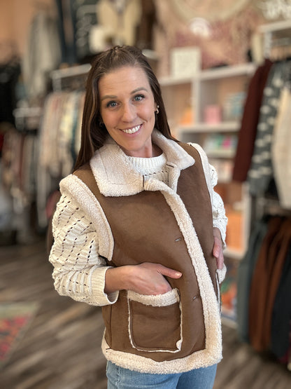 Suede Button Up Vest