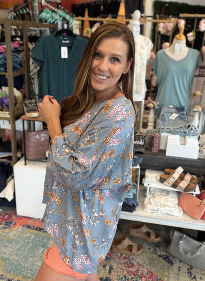 Light Blue Floral Blouse