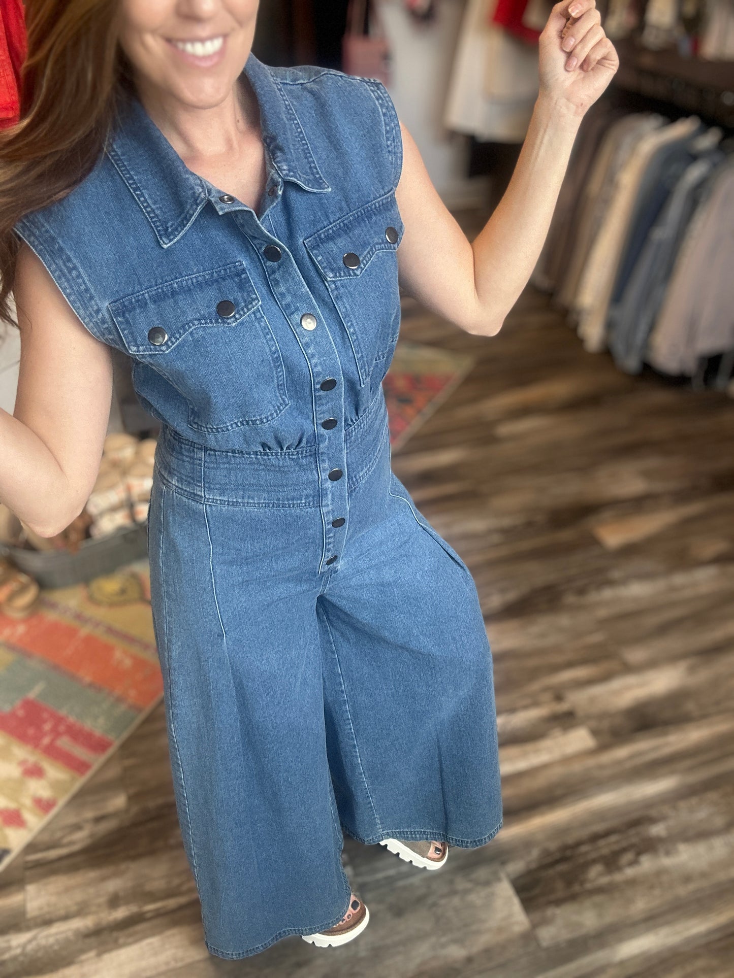 Denim Wide Leg Jumpsuit