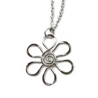 Silver Necklace with 3 Flowers