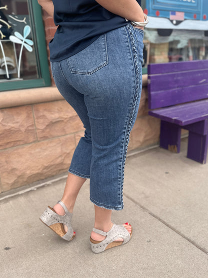 High Waisted Braided Crop Jean