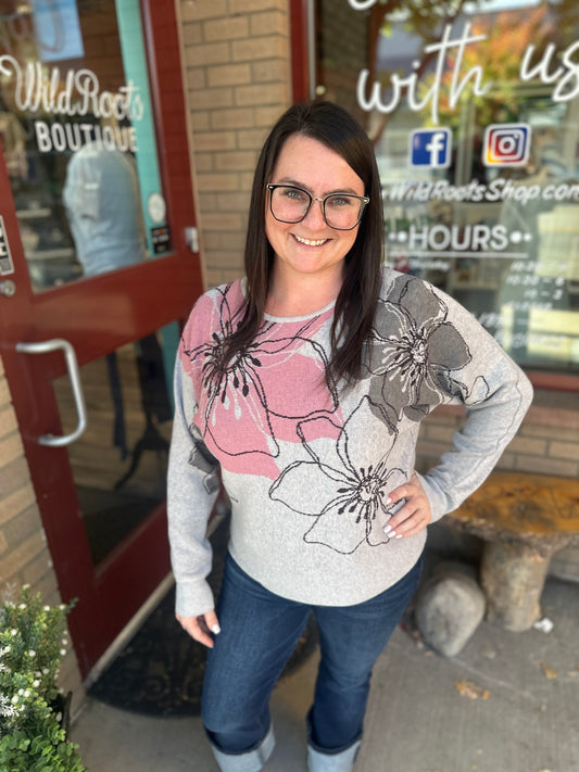 Flower Jacquard Dolman Sweater