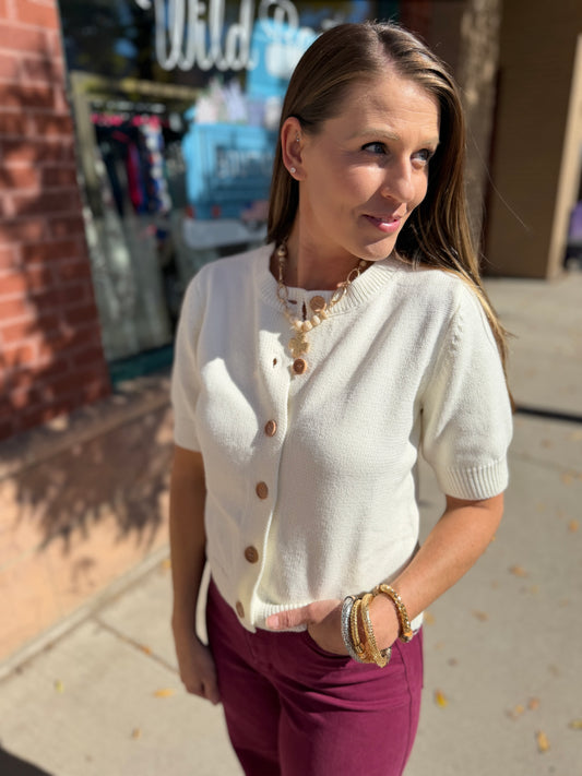 Cotton Blend Button Down Cardigan