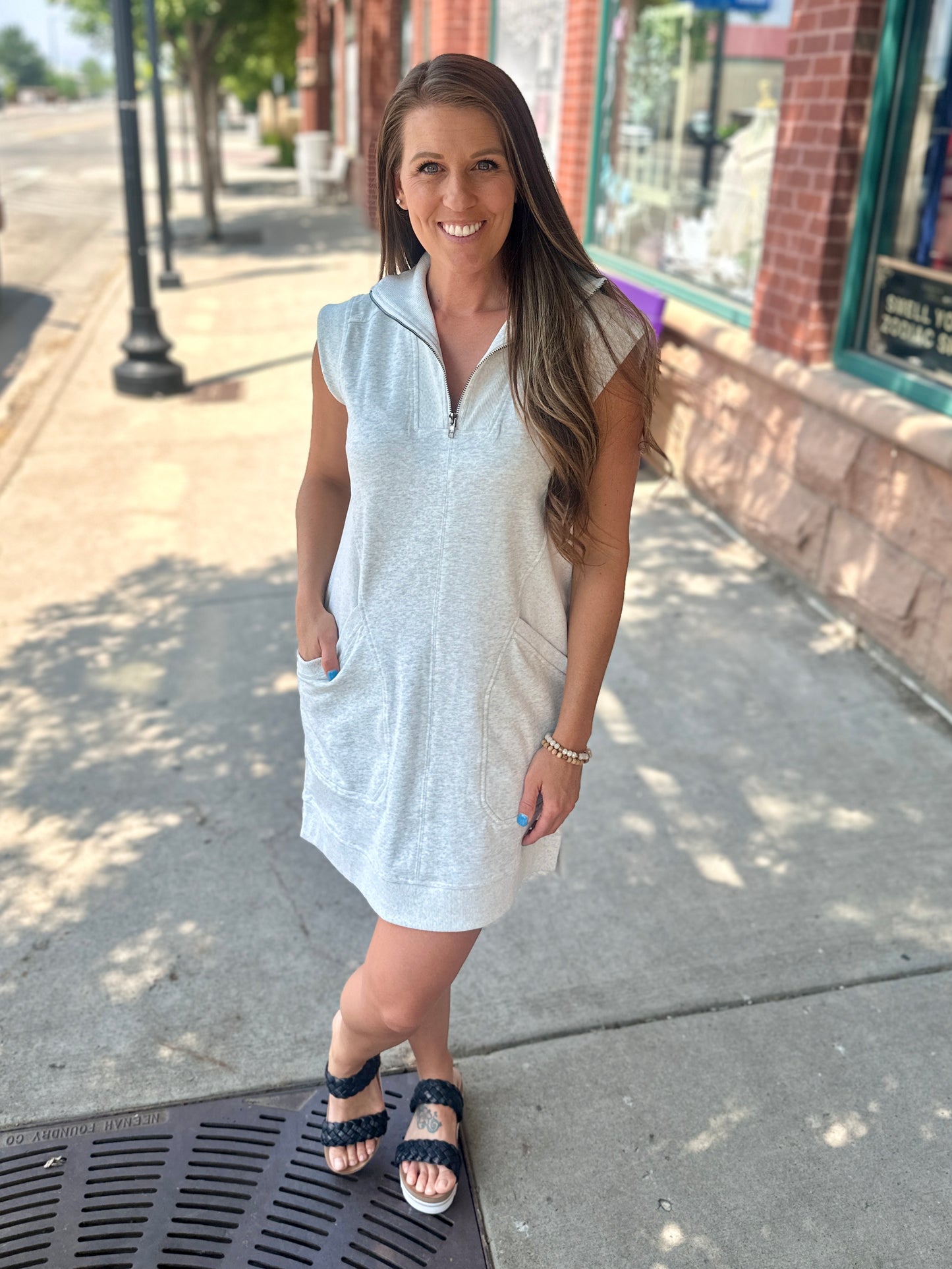 Heather Grey Cap Sleeve Mini Dress