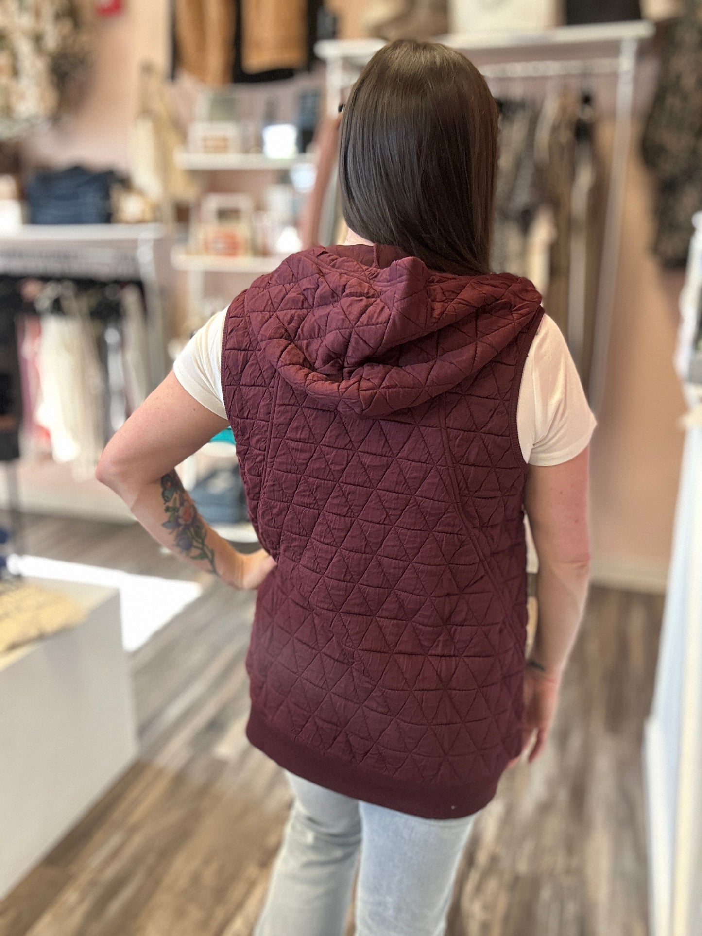 Quilted Knit Zip Up Vest