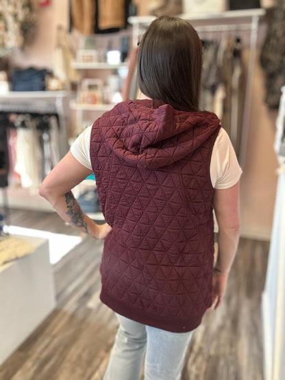Quilted Knit Zip Up Vest