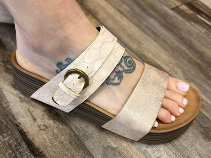 Faux Leather Rose Gold Sandal