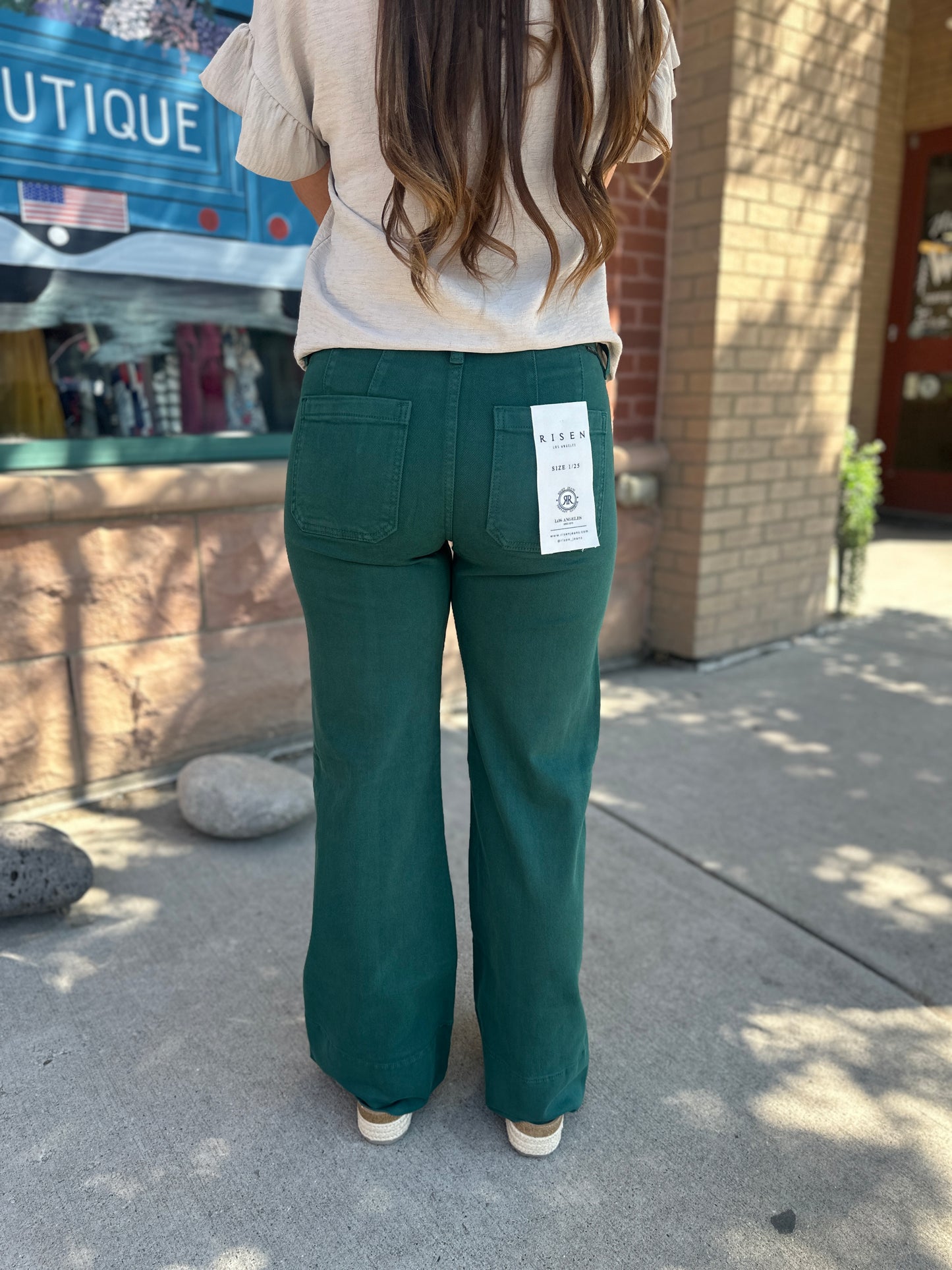 Hunter Green Wide Leg Jeans