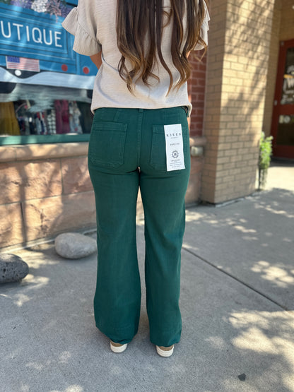 Hunter Green Wide Leg Jeans