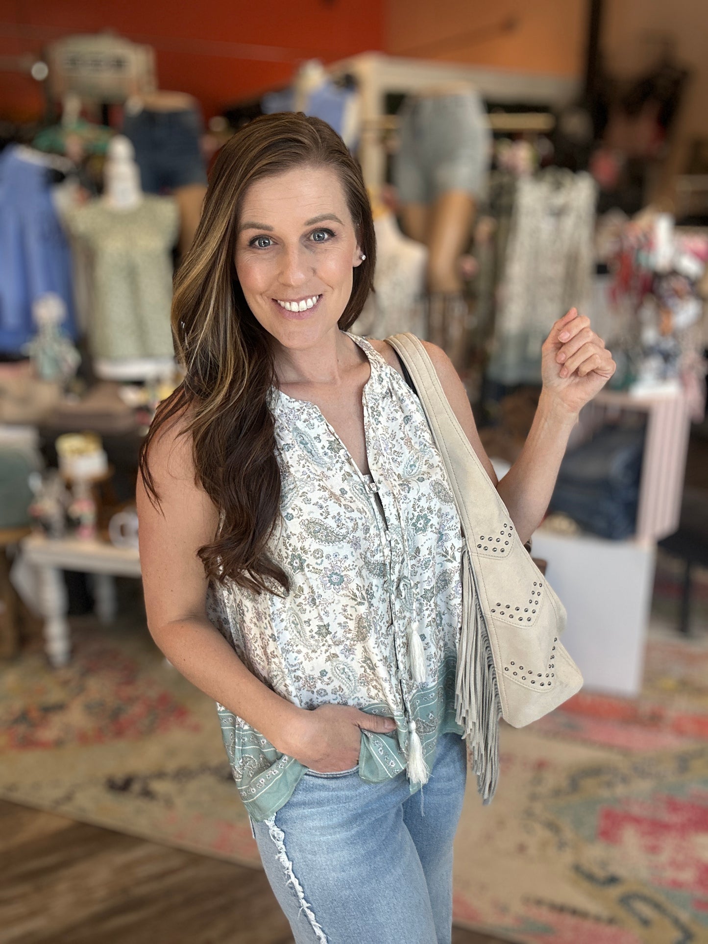 Sage Paisley Tank