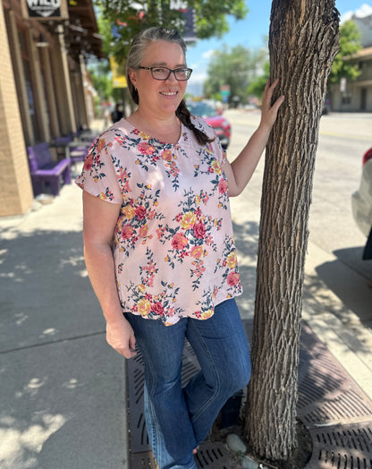 V-Neck Blush Floral Blouse